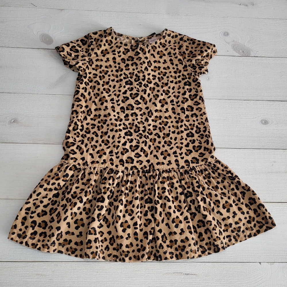 Carter's Girl's Dress Cheetah Print Cotton Corduroy Ruffle Hem.